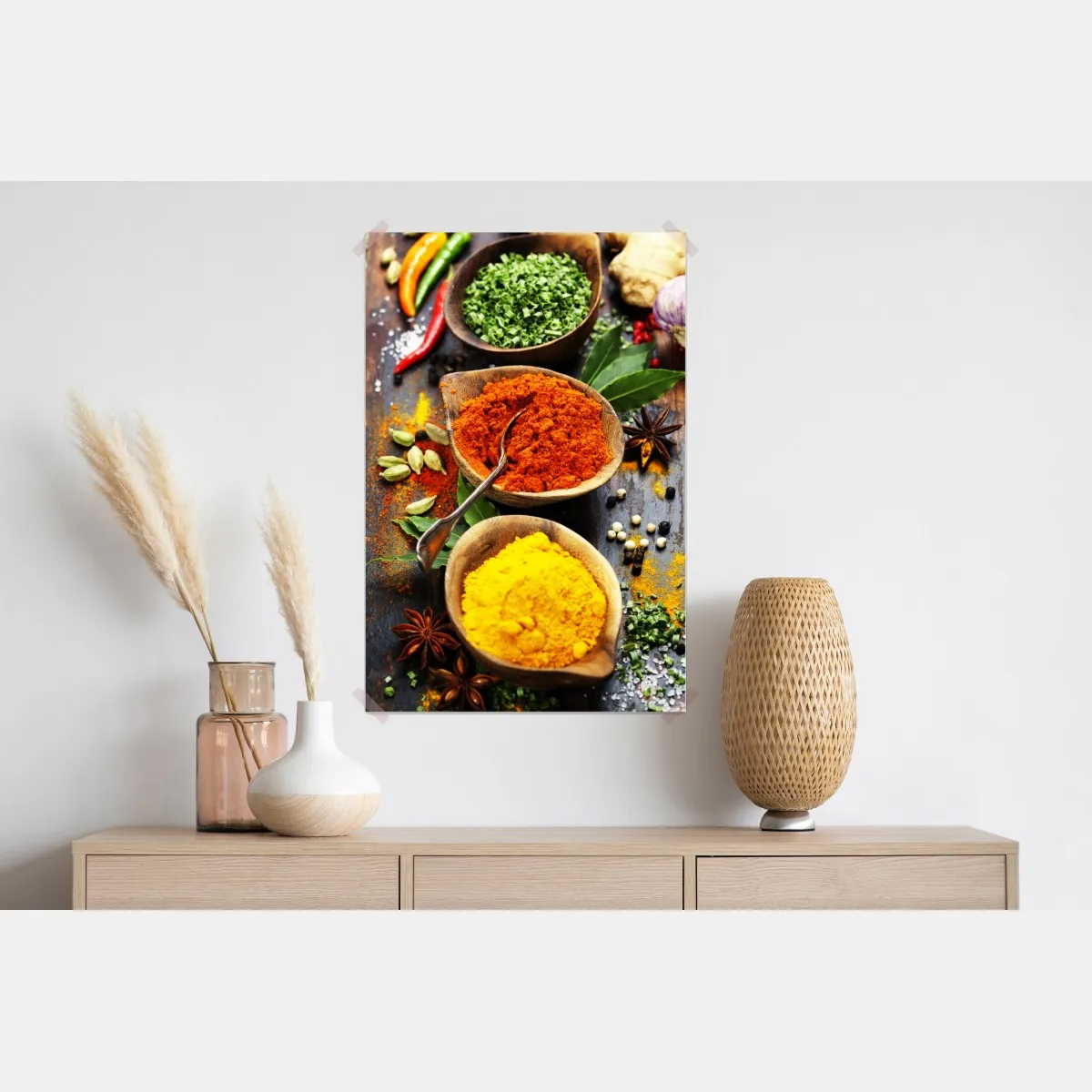 Plakat żywe przyprawy i zioła na drewnie – Wallissimo® Plakat żywe przyprawy i zioła na drewnie – Wallissimo®