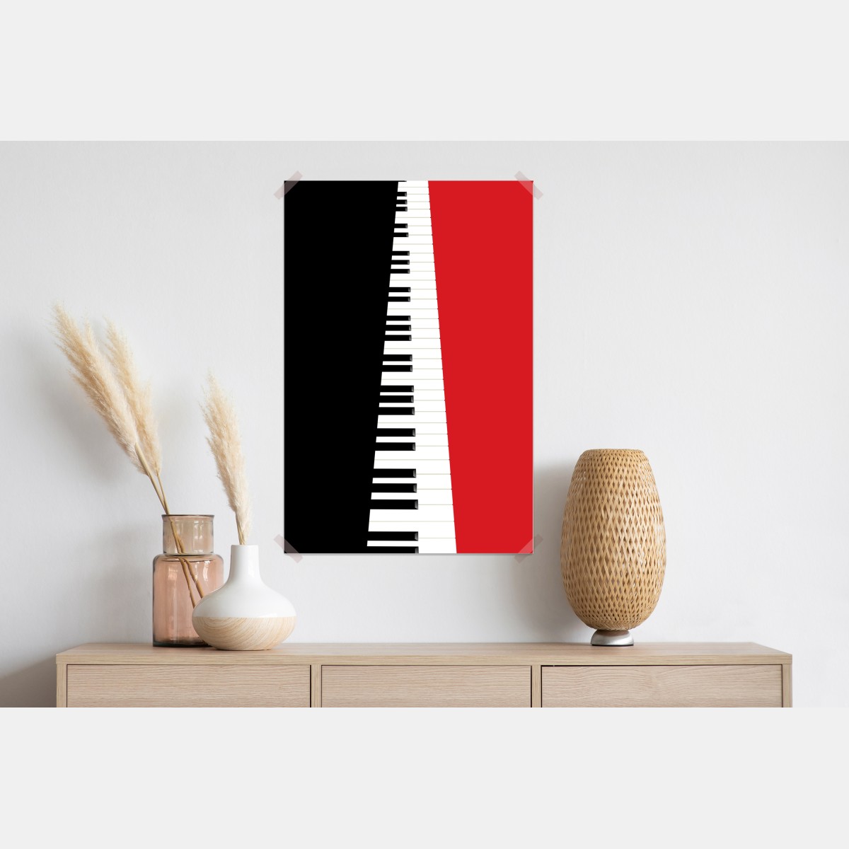 Plakat czarno-czerwona klawiatura fortepianu – Wallissimo® Plakat czarno-czerwona klawiatura fortepianu – Wallissimo®