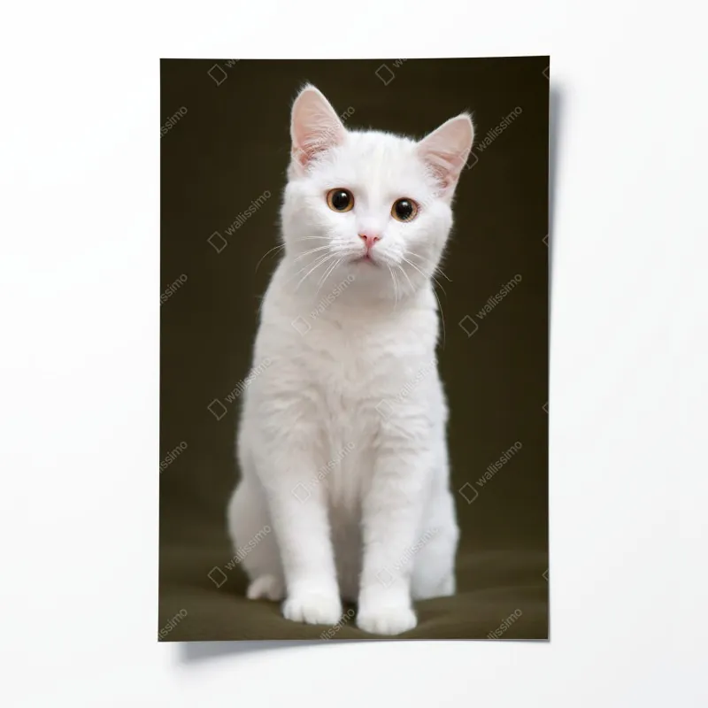 Plakat uroczy portret białego kota