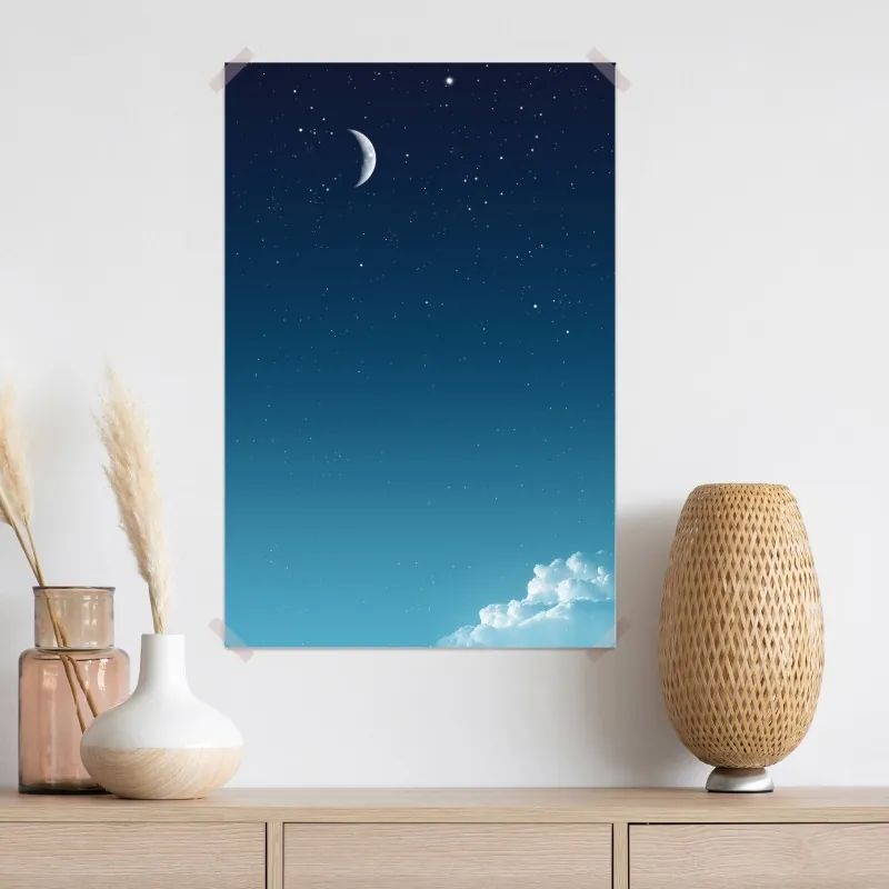 Plakat spokojne nocne niebo z księżycem – Wallissimo® Plakat spokojne nocne niebo z księżycem – Wallissimo®
