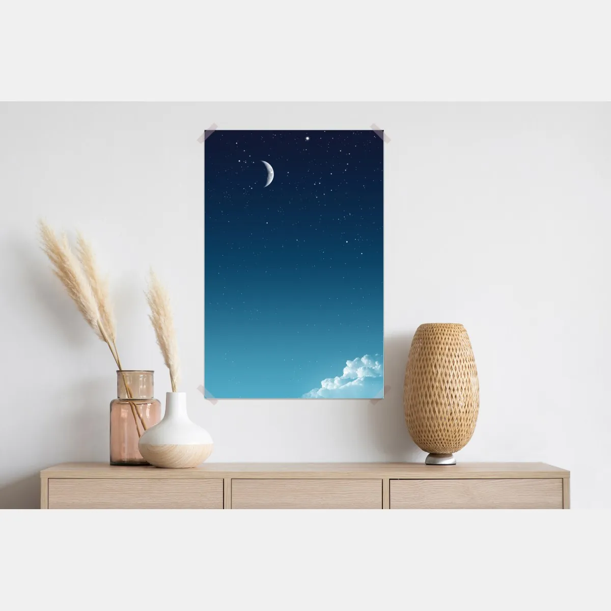 Plakat spokojne nocne niebo z księżycem – Wallissimo® Plakat spokojne nocne niebo z księżycem – Wallissimo®