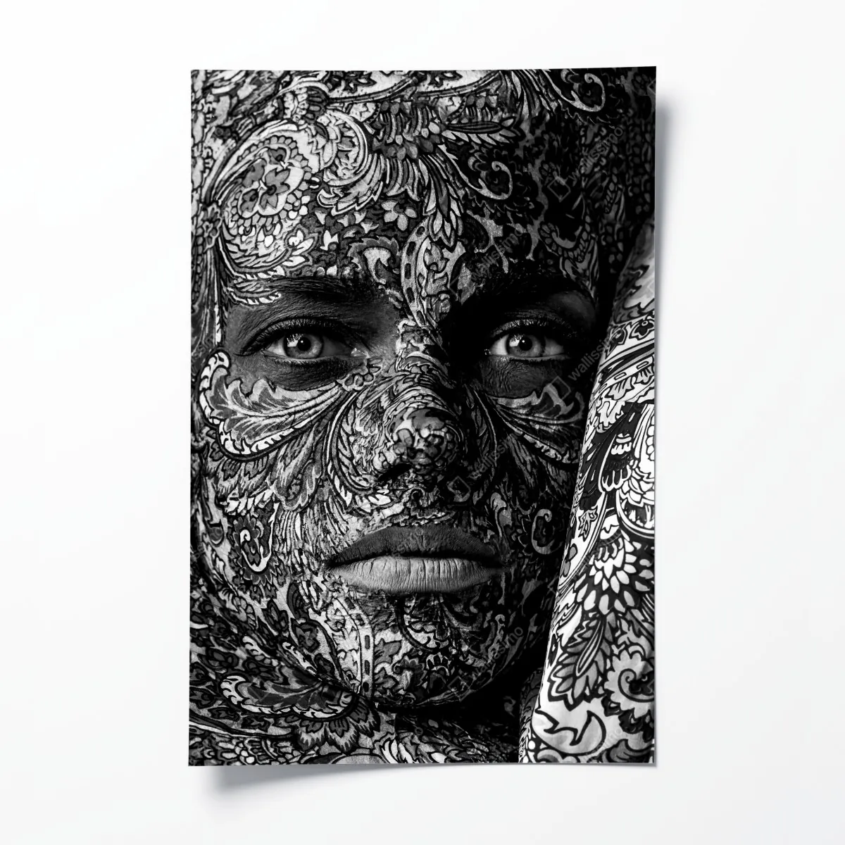 Plakat ornamentalny portret z kwiatowymi wzorami – Wallissimo® Plakat ornamentalny portret z kwiatowymi wzorami – Wallissimo®