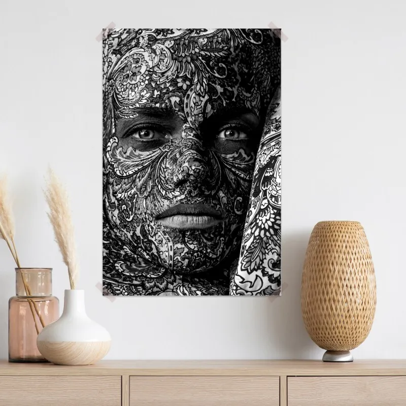 Plakat ornamentalny portret z kwiatowymi wzorami – Wallissimo® Plakat ornamentalny portret z kwiatowymi wzorami – Wallissimo®