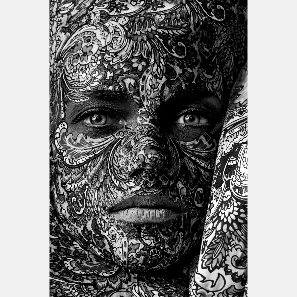 Plakat ornamentalny portret z kwiatowymi wzorami – Wallissimo® Plakat ornamentalny portret z kwiatowymi wzorami – Wallissimo®