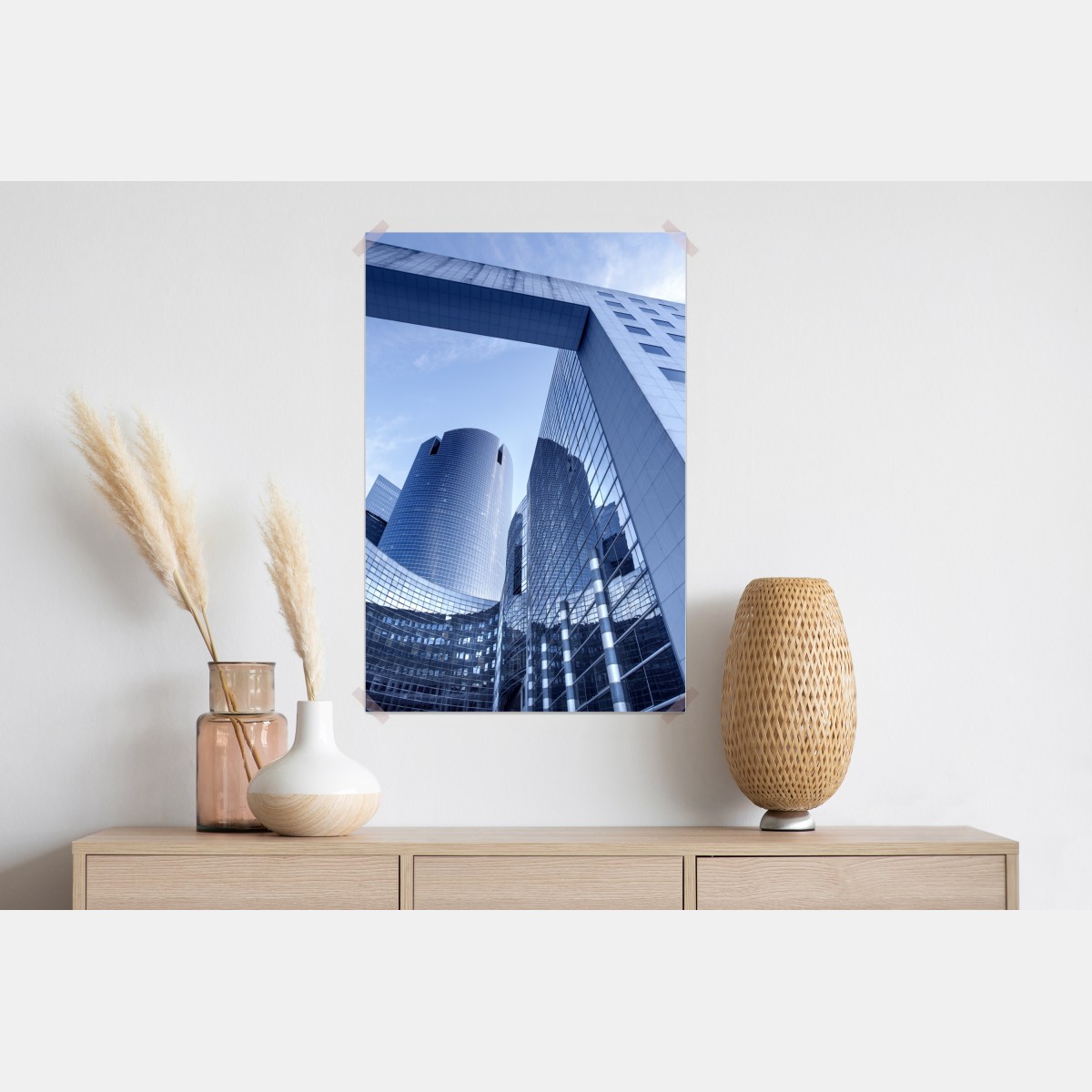 Plakat nowoczesna niebieska panorama miejska – Wallissimo® Plakat nowoczesna niebieska panorama miejska – Wallissimo®