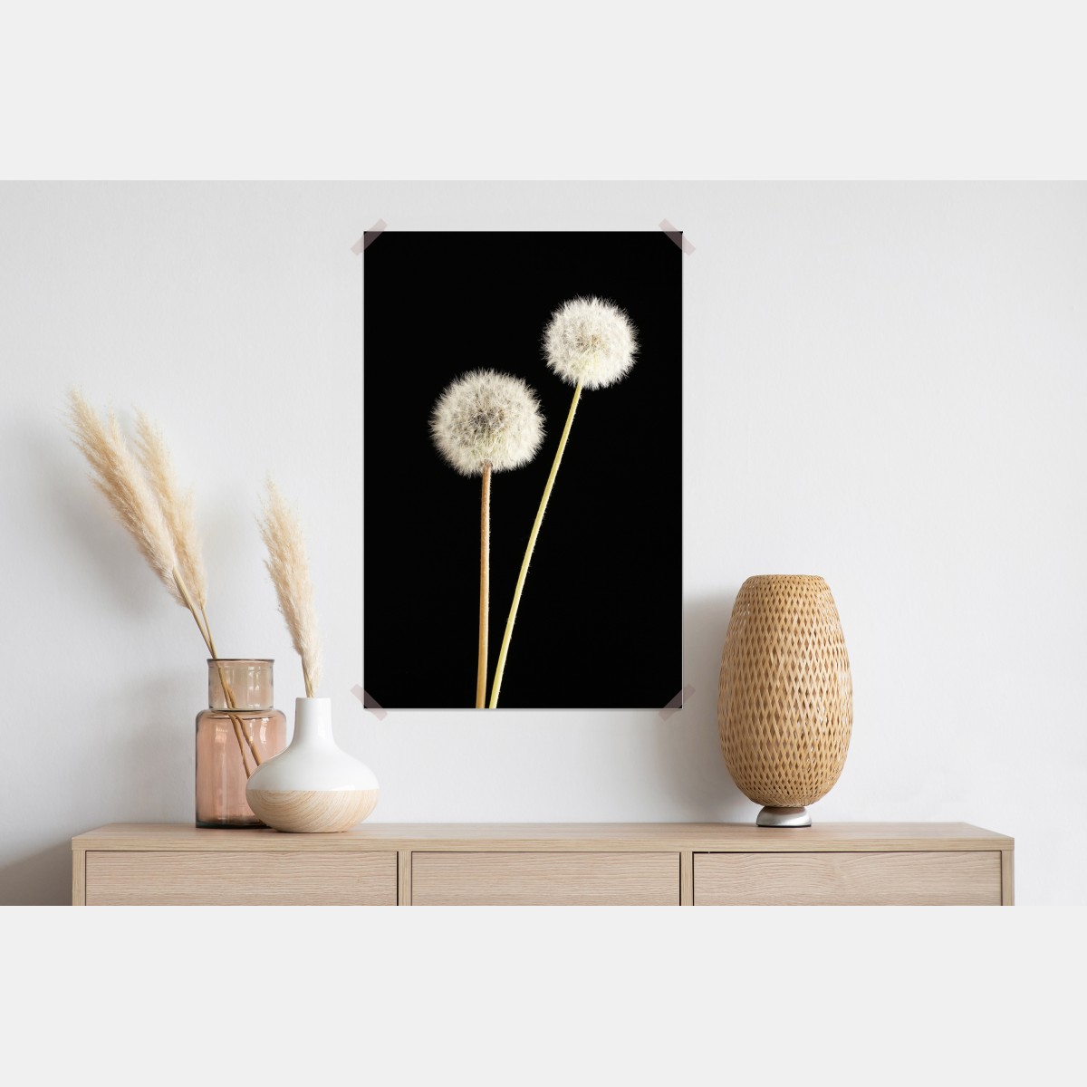 Plakat delikatne dmuchawce na czarnym tle – Wallissimo® Plakat delikatne dmuchawce na czarnym tle – Wallissimo®