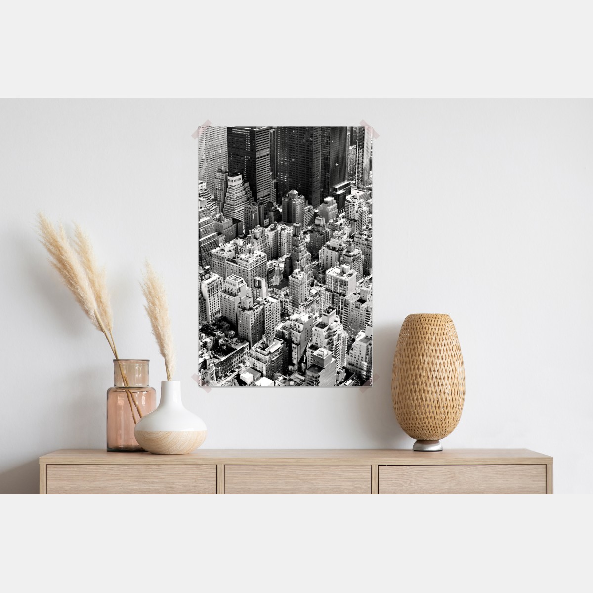 Plakat Manhattan widok z lotu ptaka w monochromie – Wallissimo® Plakat Manhattan widok z lotu ptaka w monochromie – Wallissimo®