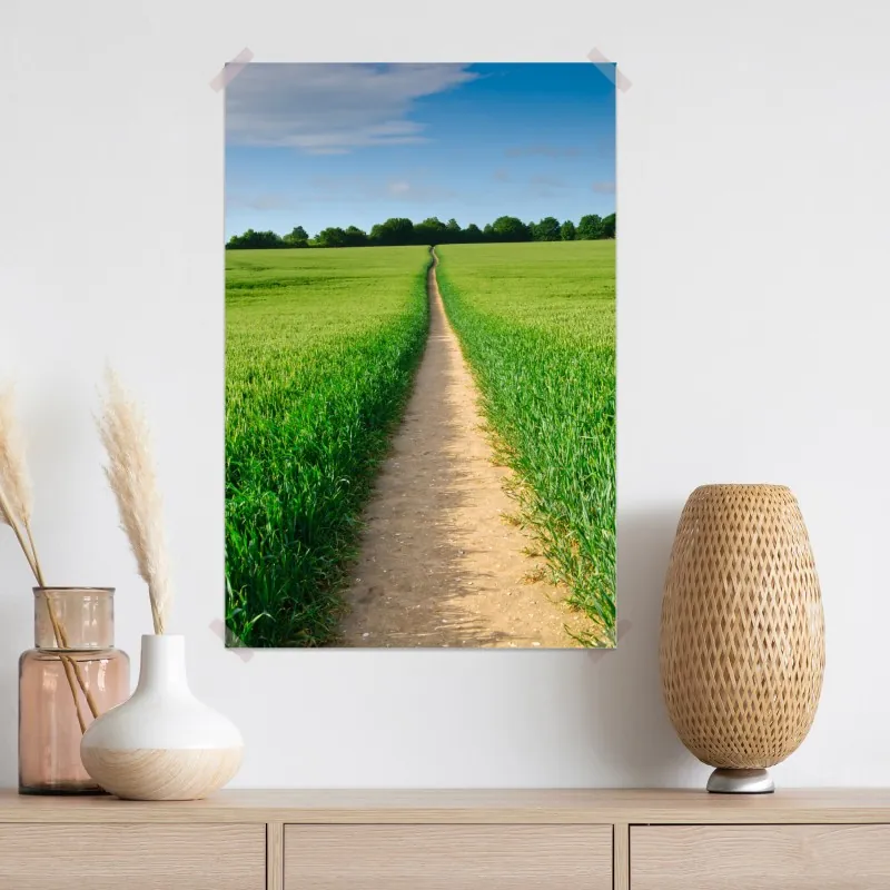 Plakat słoneczna ścieżka przez zieloną łąkę – Wallissimo® Plakat słoneczna ścieżka przez zieloną łąkę – Wallissimo®
