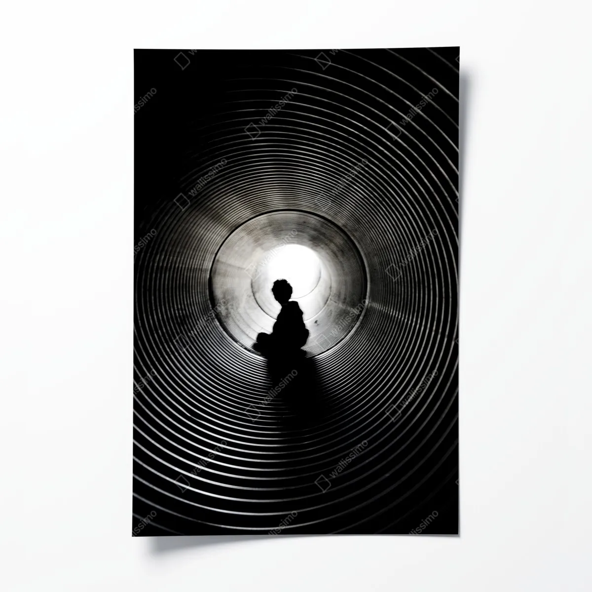 Plakat sylwetka w spiralnym tunelu – Wallissimo® Plakat sylwetka w spiralnym tunelu – Wallissimo®