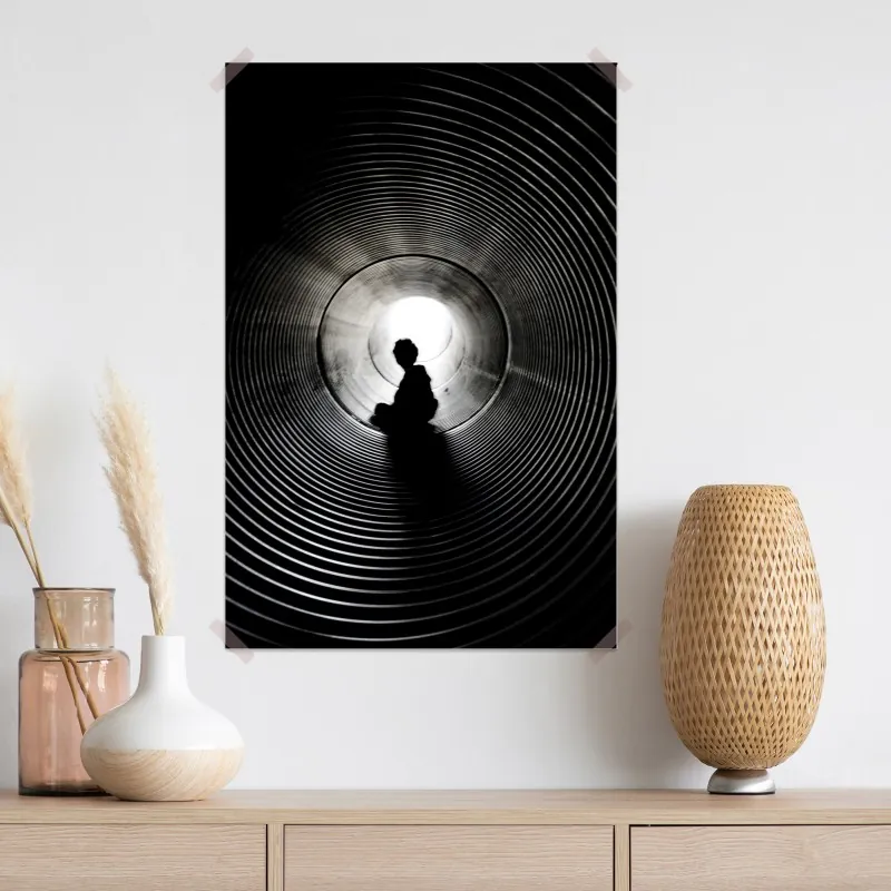 Plakat sylwetka w spiralnym tunelu – Wallissimo® Plakat sylwetka w spiralnym tunelu – Wallissimo®