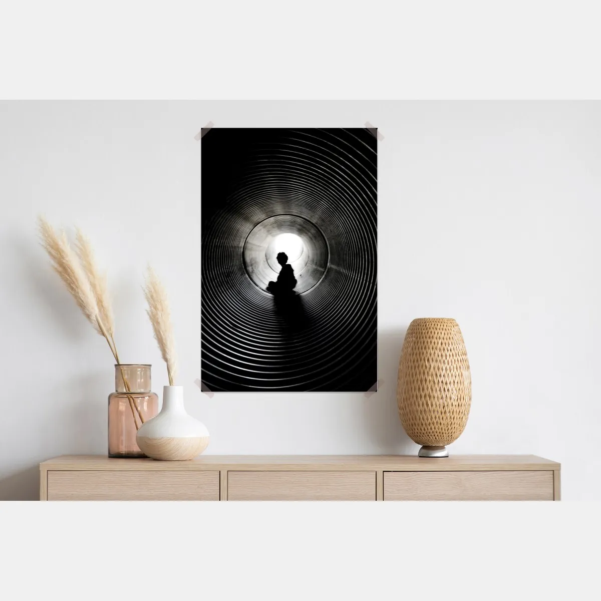 Plakat sylwetka w spiralnym tunelu – Wallissimo® Plakat sylwetka w spiralnym tunelu – Wallissimo®