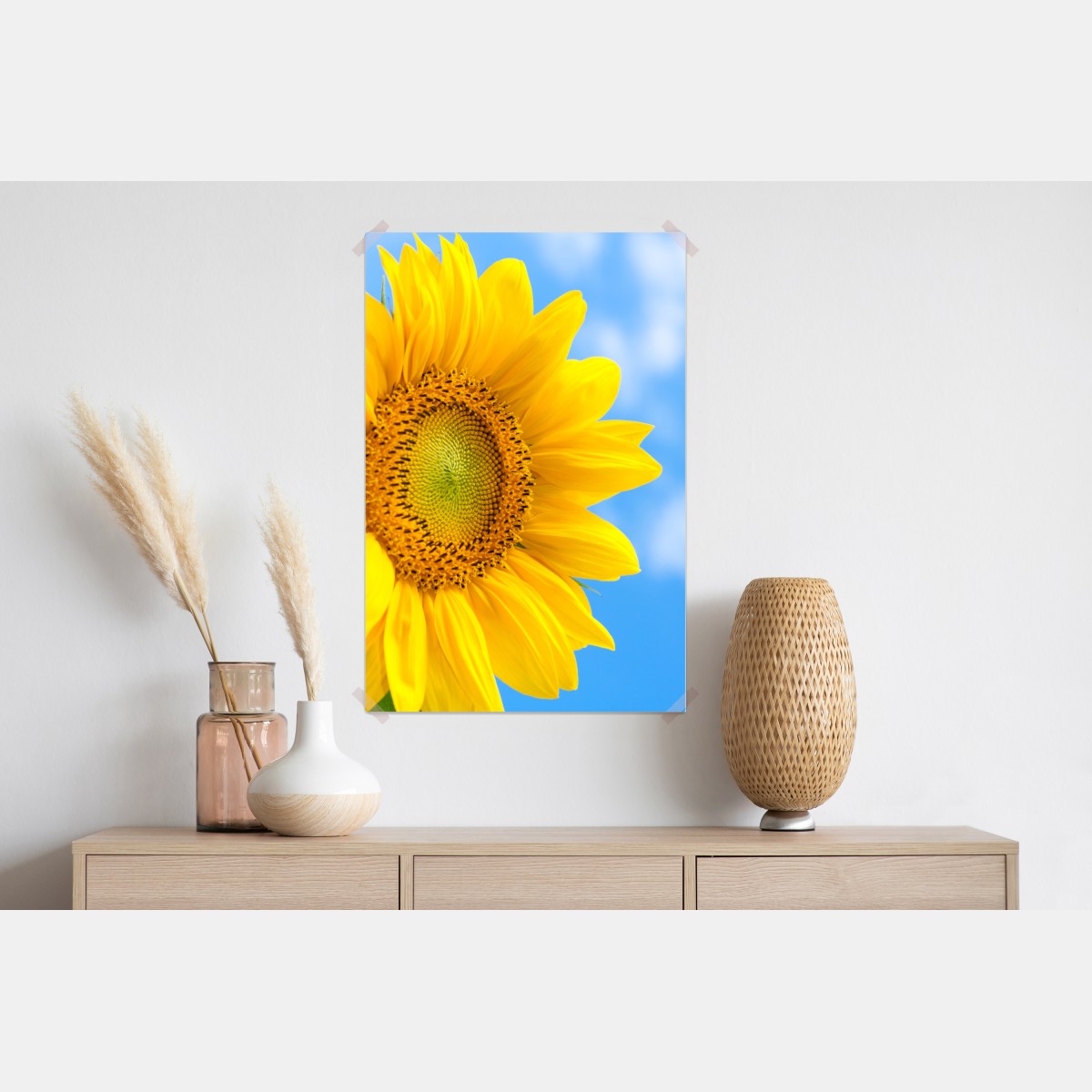 Plakat jasny słonecznik na tle nieba – Wallissimo® Plakat jasny słonecznik na tle nieba – Wallissimo®