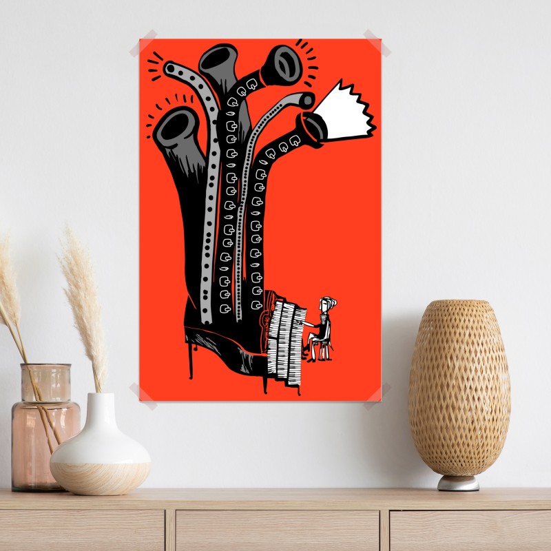 Plakat surrealistyczny fortepianowy but – Wallissimo® Plakat surrealistyczny fortepianowy but – Wallissimo®