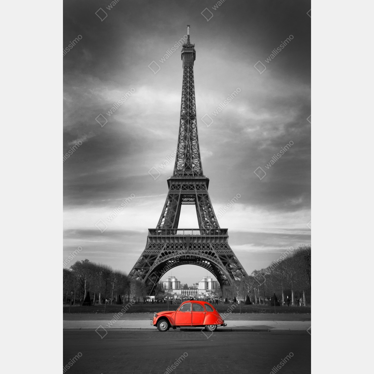 Plakat Wieża Eiffla z czerwonym zabytkowym samochodem – Wallissimo® Plakat Wieża Eiffla z czerwonym zabytkowym samochodem – Wallissimo®