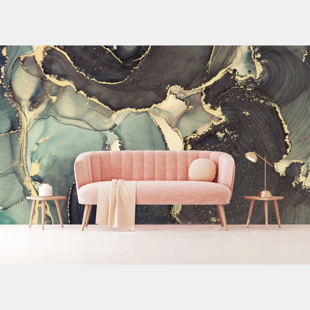 Fototapeta turkusowo-złota abstrakcja w technice alcohol ink – Wallissimo® Fototapeta turkusowo-złota abstrakcja w technice alcohol ink – Wallissimo®