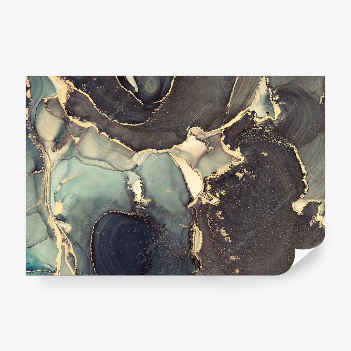 Fototapeta turkusowo-złota abstrakcja w technice alcohol ink – Wallissimo® Fototapeta turkusowo-złota abstrakcja w technice alcohol ink – Wallissimo®