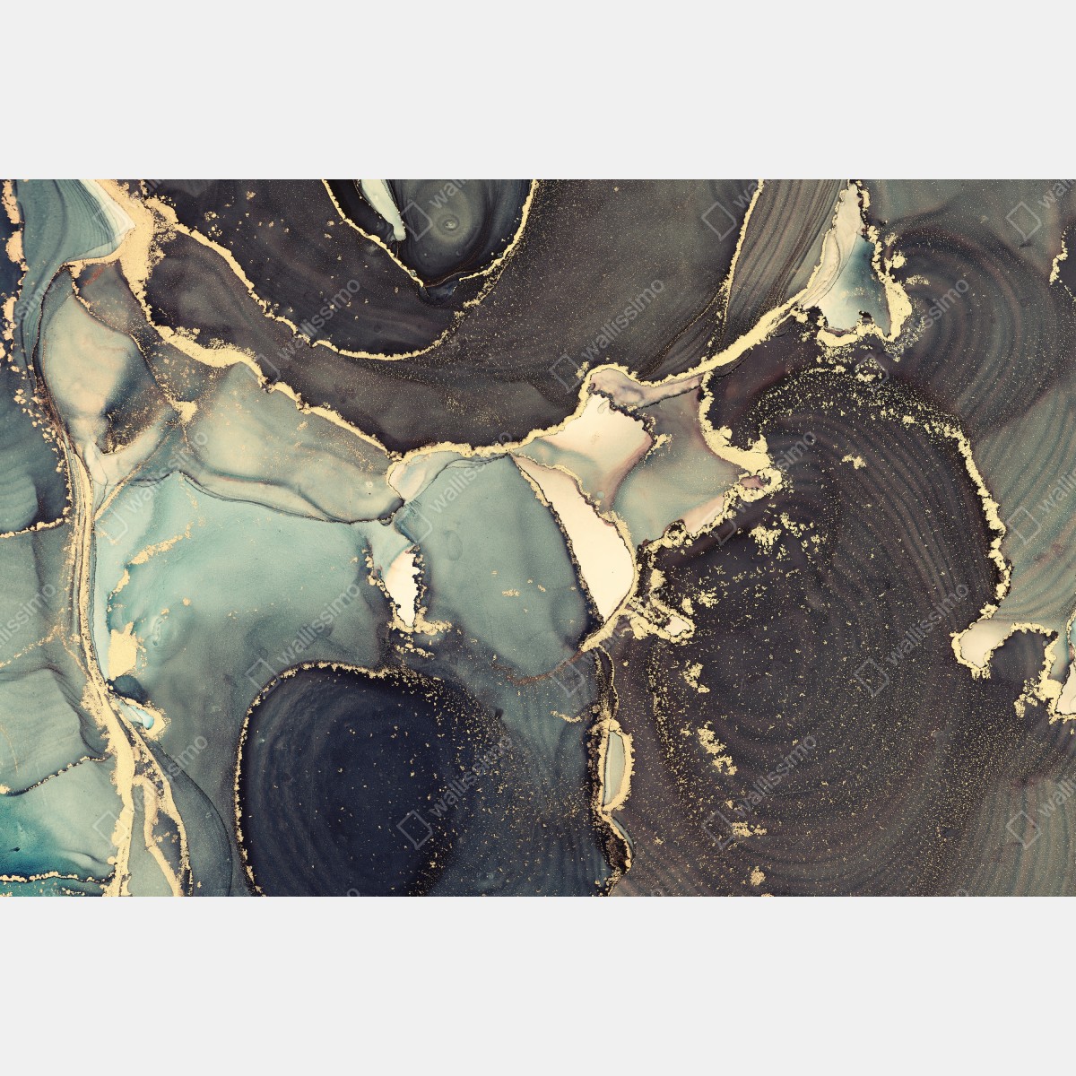 Fototapeta turkusowo-złota abstrakcja w technice alcohol ink – Wallissimo® Fototapeta turkusowo-złota abstrakcja w technice alcohol ink – Wallissimo®