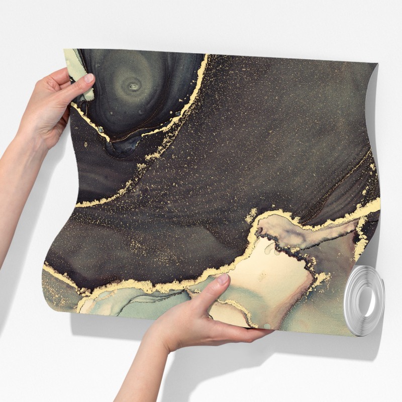 Fototapeta turkusowo-złota abstrakcja w technice alcohol ink – Wallissimo® Fototapeta turkusowo-złota abstrakcja w technice alcohol ink – Wallissimo®