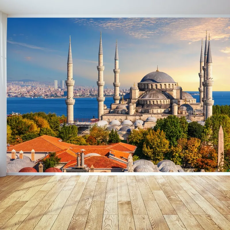 Fototapeta Stambuł z Błękitnym Meczetem o zachodzie słońca