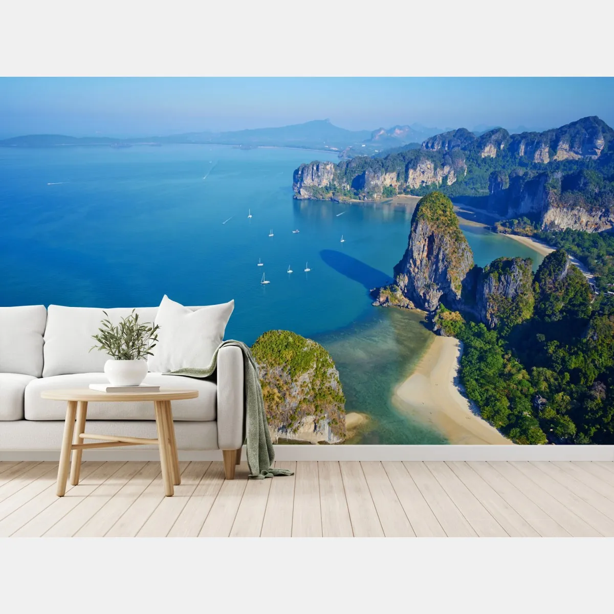 Fototapeta lazurowe wyspy i klify nad brzegiem morza – Wallissimo® Fototapeta lazurowe wyspy i klify nad brzegiem morza – Wallissimo®