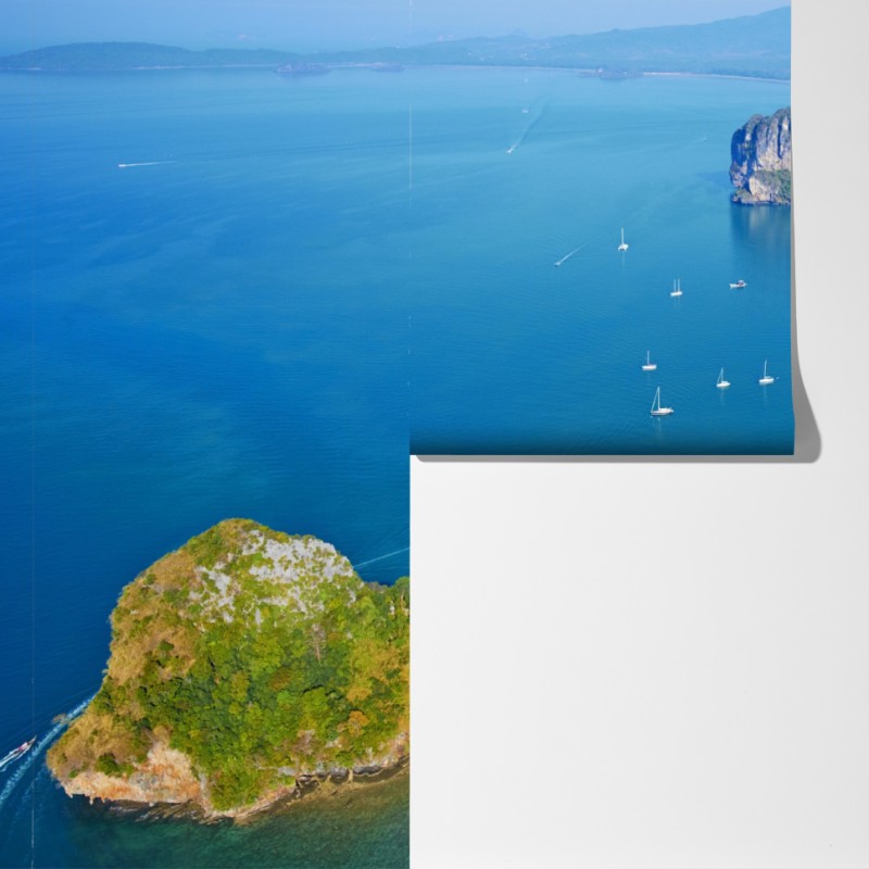 Fototapeta lazurowe wyspy i klify nad brzegiem morza – Wallissimo® Fototapeta lazurowe wyspy i klify nad brzegiem morza – Wallissimo®