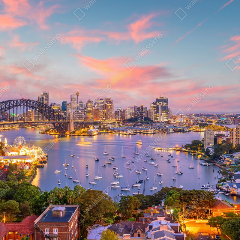 Fototapeta zachód słońca nad Sydney – Wallissimo® Fototapeta zachód słońca nad Sydney – Wallissimo®