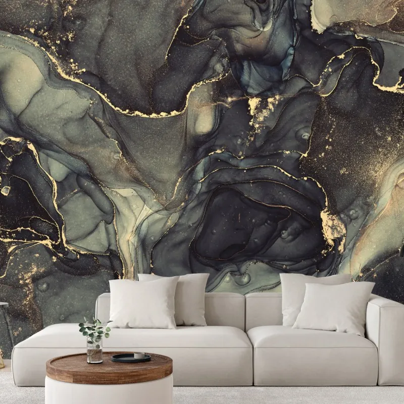 Fototapeta luksusowa abstrakcja alkoholowa ze złotymi żyłkami