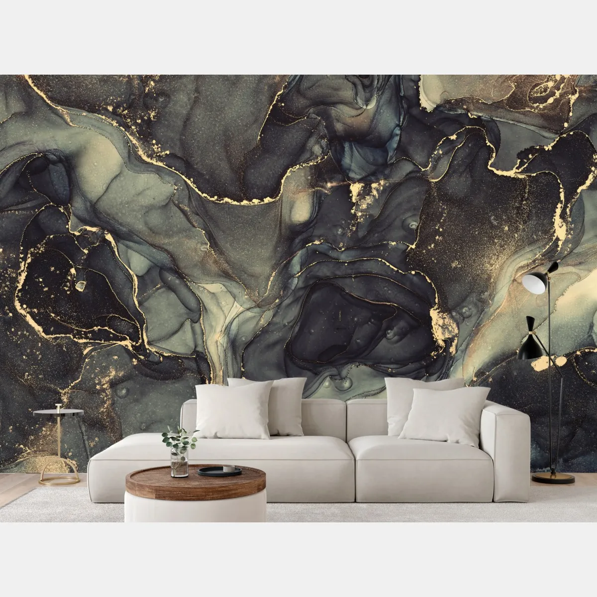 Fototapeta luksusowa abstrakcja alkoholowa ze złotymi żyłkami – Wallissimo® Fototapeta luksusowa abstrakcja alkoholowa ze złotymi żyłkami – Wallissimo®