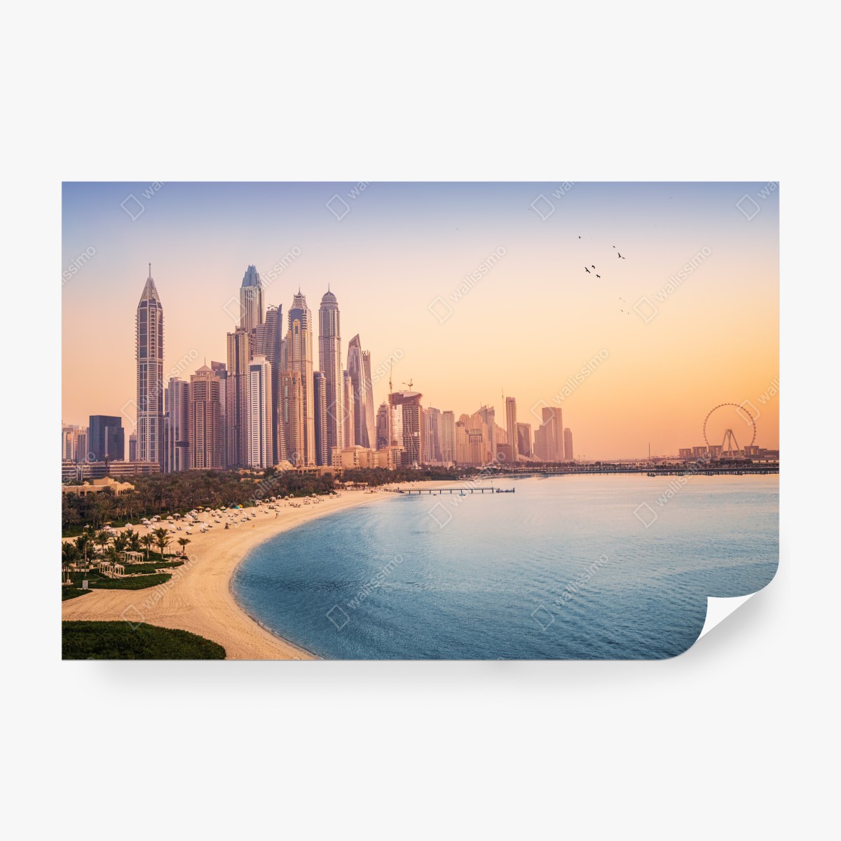Fototapeta Dubaj panorama miasta o zachodzie słońca – Wallissimo® Fototapeta Dubaj panorama miasta o zachodzie słońca – Wallissimo®