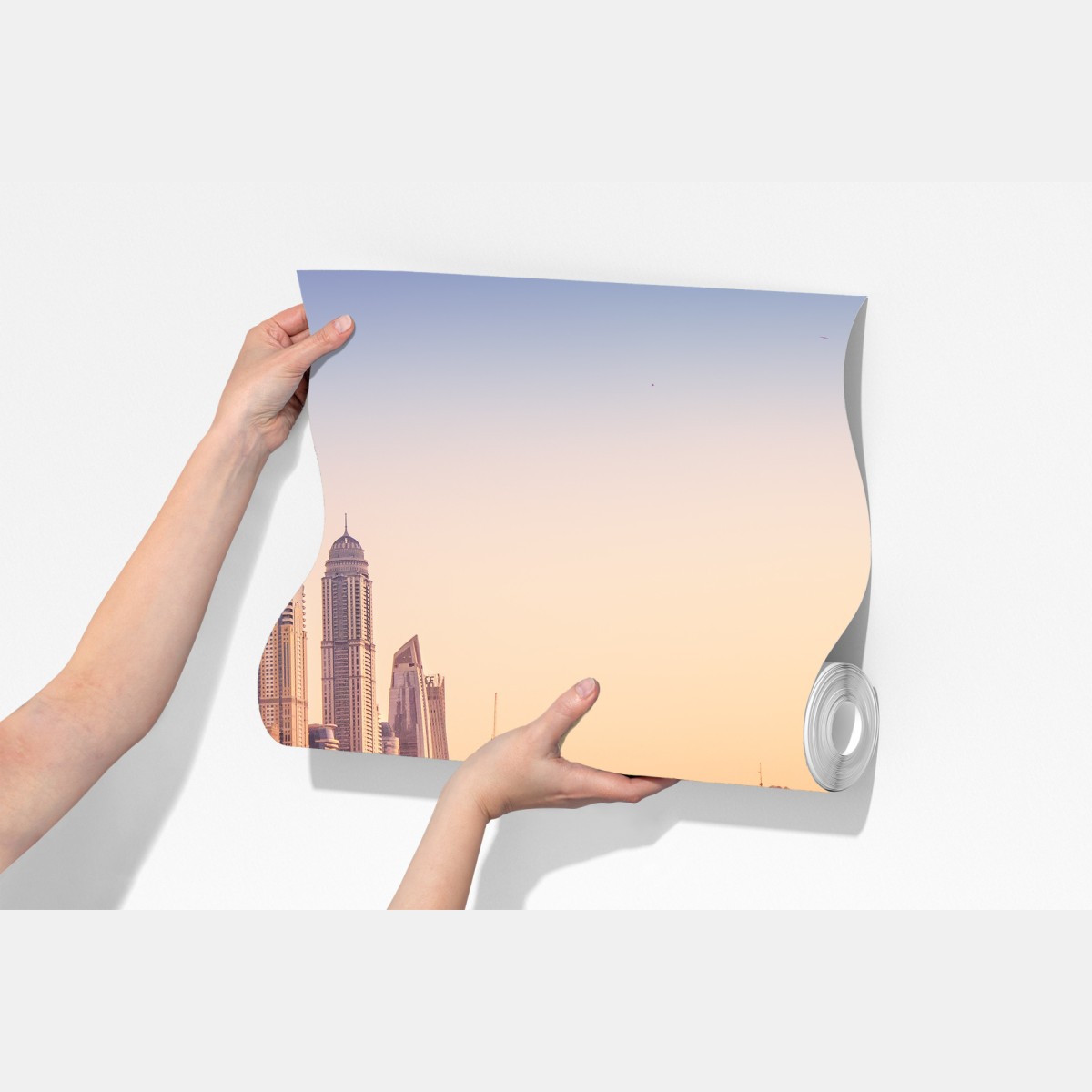 Fototapeta Dubaj panorama miasta o zachodzie słońca – Wallissimo® Fototapeta Dubaj panorama miasta o zachodzie słońca – Wallissimo®