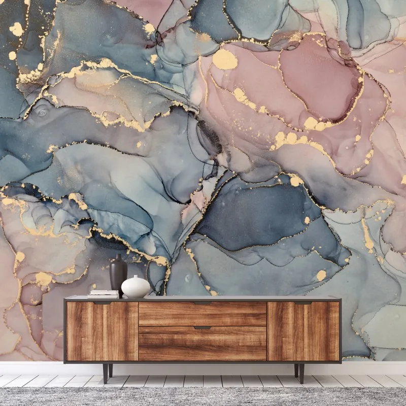 Fototapeta delikatne pastelowe płynne marmury ze złotymi żyłkami