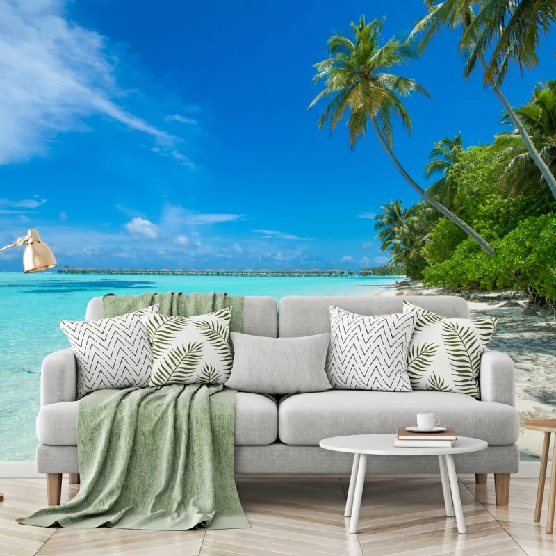 Fototapeta tropikalna plaża na Malediwach – Wallissimo® Fototapeta tropikalna plaża na Malediwach – Wallissimo®