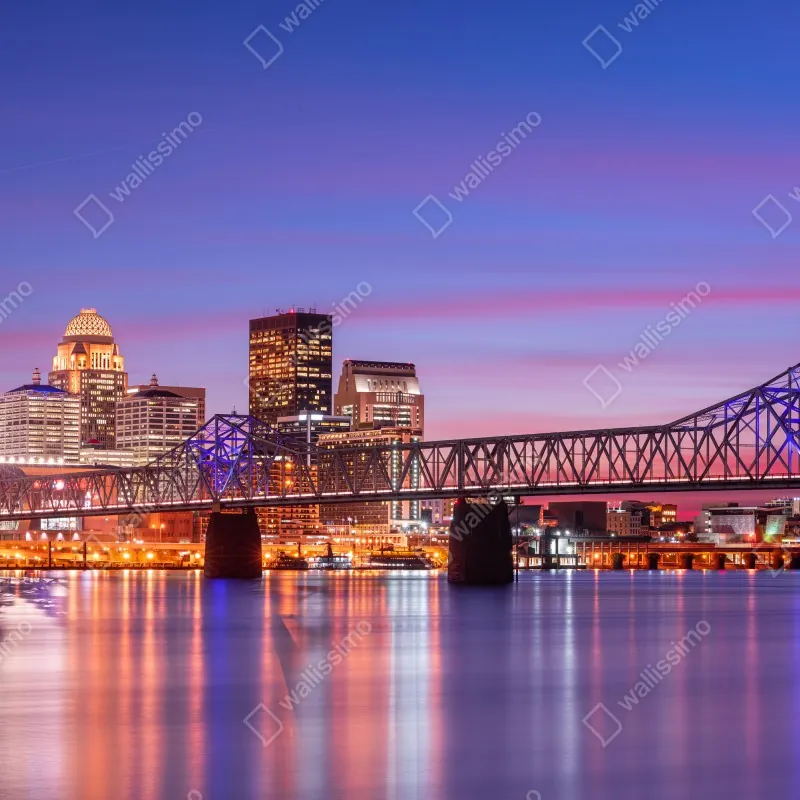 Fototapeta Louisville panorama miasta o zmierzchu – Wallissimo® Fototapeta Louisville panorama miasta o zmierzchu – Wallissimo®