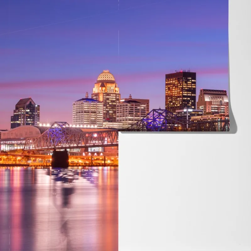 Fototapeta Louisville panorama miasta o zmierzchu – Wallissimo® Fototapeta Louisville panorama miasta o zmierzchu – Wallissimo®