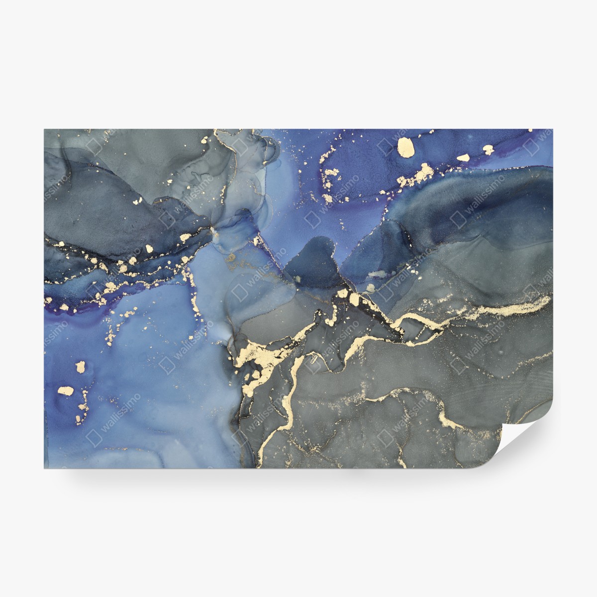 Fototapeta luksusowa niebiesko-złota abstrakcja fluidalna – Wallissimo® Fototapeta luksusowa niebiesko-złota abstrakcja fluidalna – Wallissimo®