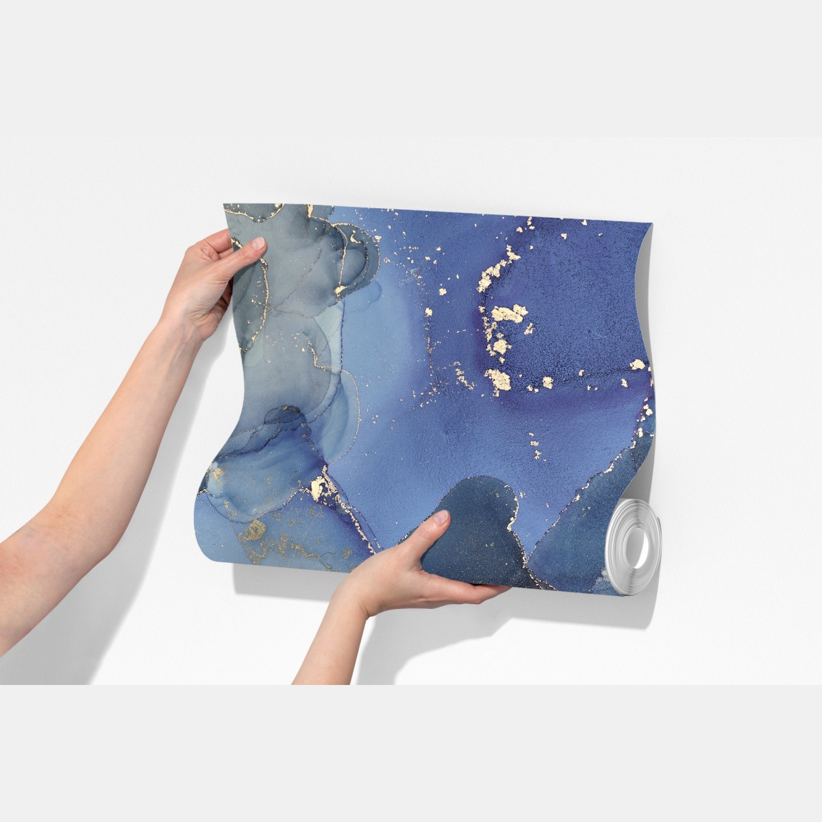 Fototapeta luksusowa niebiesko-złota abstrakcja fluidalna – Wallissimo® Fototapeta luksusowa niebiesko-złota abstrakcja fluidalna – Wallissimo®