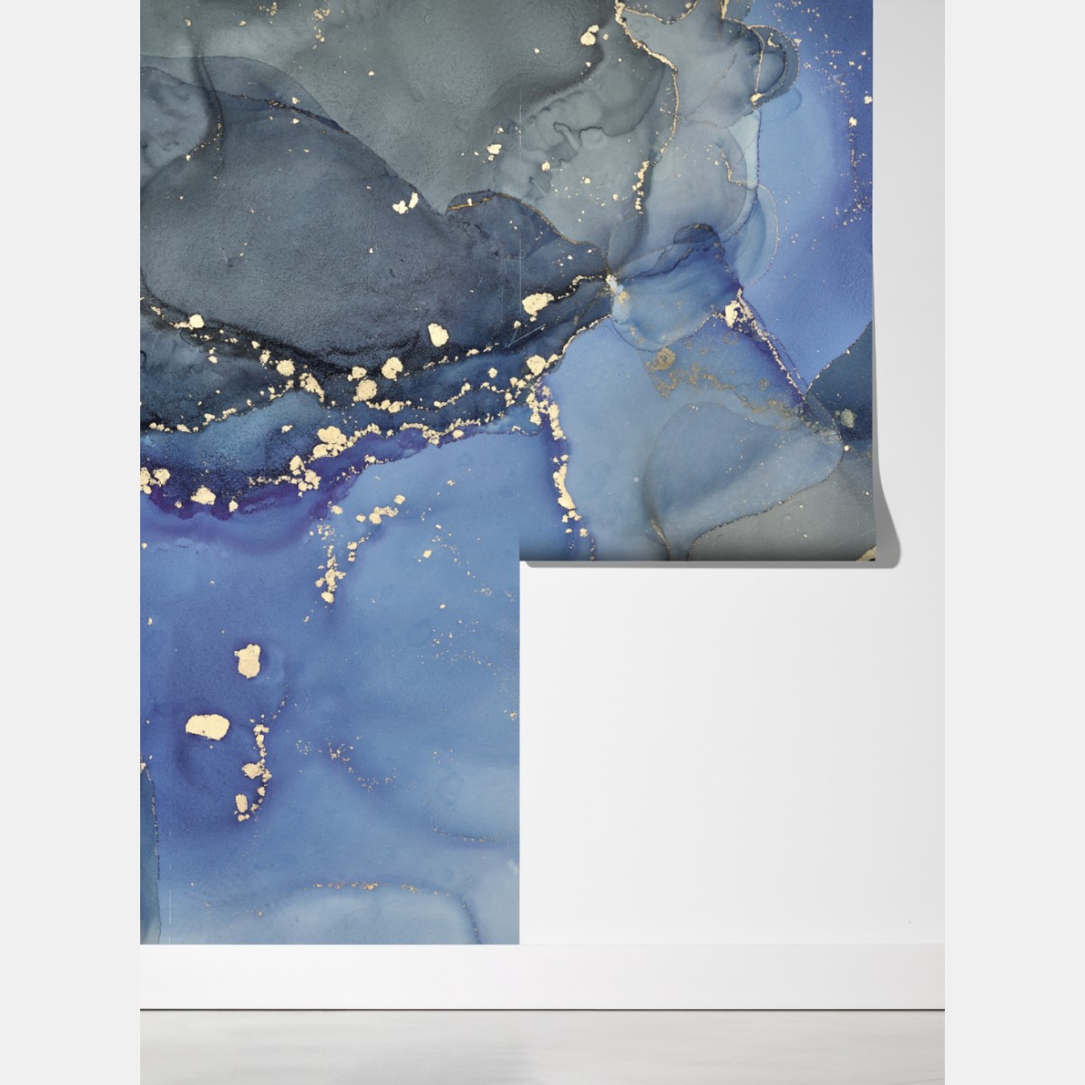 Fototapeta luksusowa niebiesko-złota abstrakcja fluidalna – Wallissimo® Fototapeta luksusowa niebiesko-złota abstrakcja fluidalna – Wallissimo®