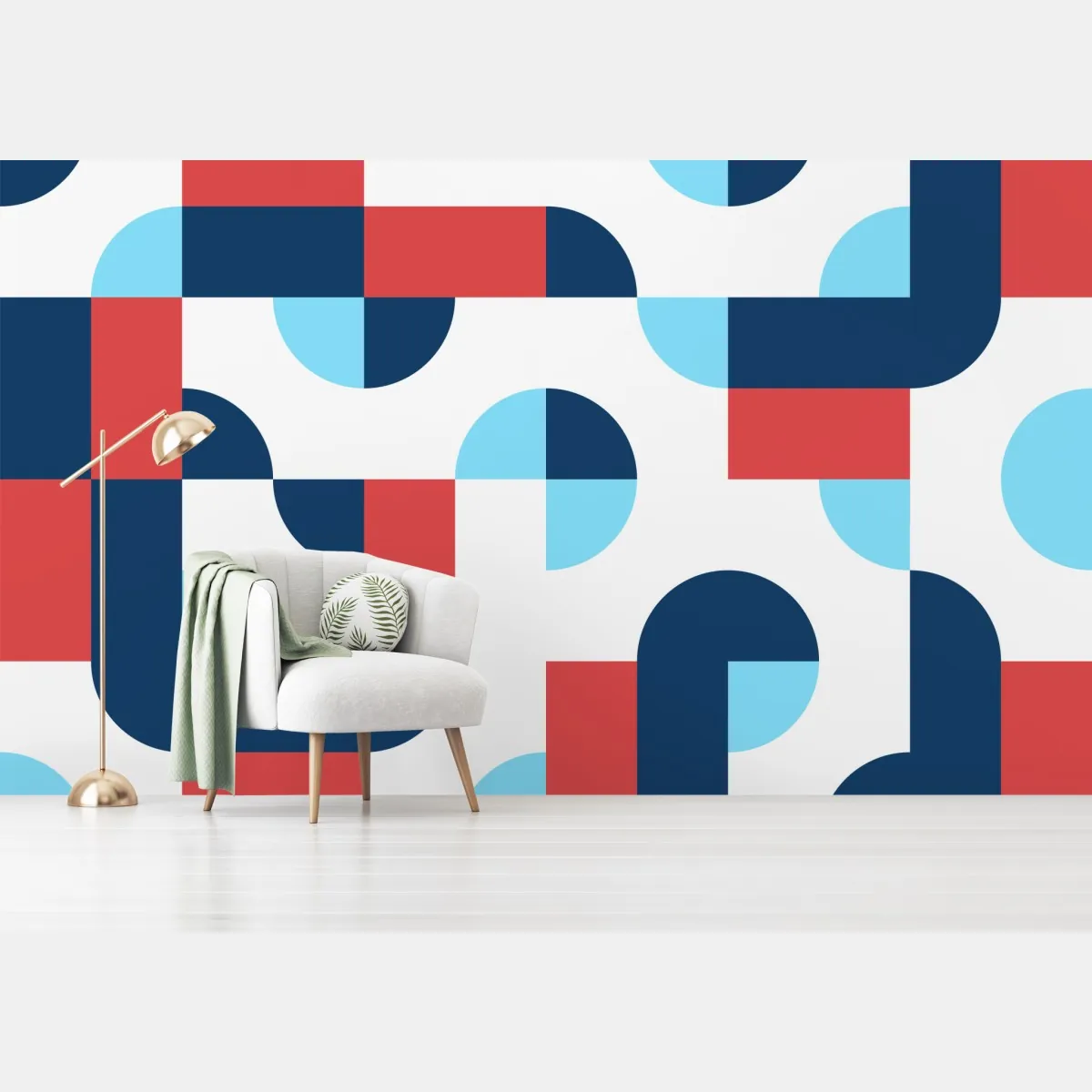 Fototapeta odważny geometryczny wzór w granacie i koralu – Wallissimo® Fototapeta odważny geometryczny wzór w granacie i koralu – Wallissimo®