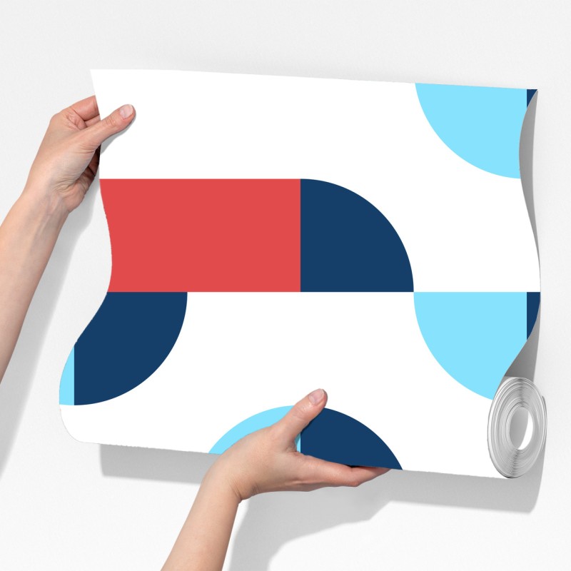 Fototapeta odważny geometryczny wzór w granacie i koralu – Wallissimo® Fototapeta odważny geometryczny wzór w granacie i koralu – Wallissimo®