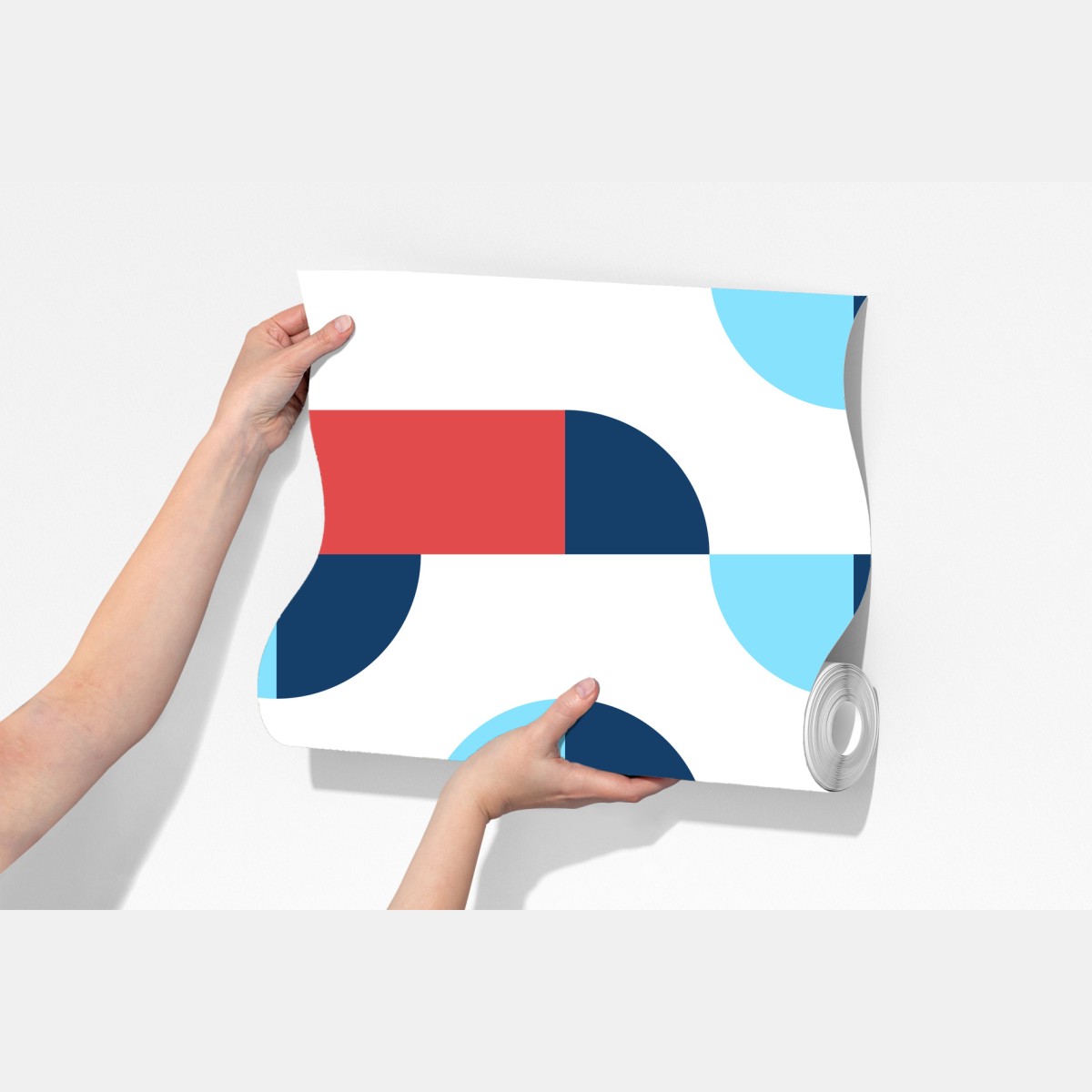 Fototapeta odważny geometryczny wzór w granacie i koralu – Wallissimo® Fototapeta odważny geometryczny wzór w granacie i koralu – Wallissimo®