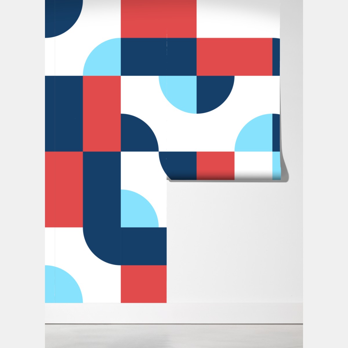 Fototapeta odważny geometryczny wzór w granacie i koralu – Wallissimo® Fototapeta odważny geometryczny wzór w granacie i koralu – Wallissimo®