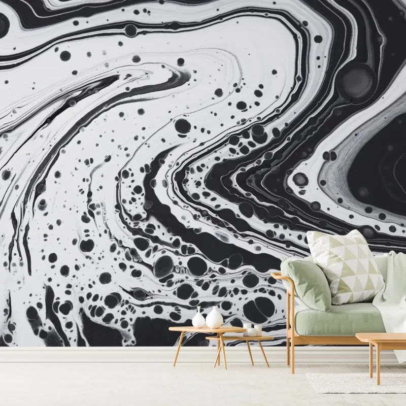 Fototapeta czarno-biała marmurowa abstrakcja