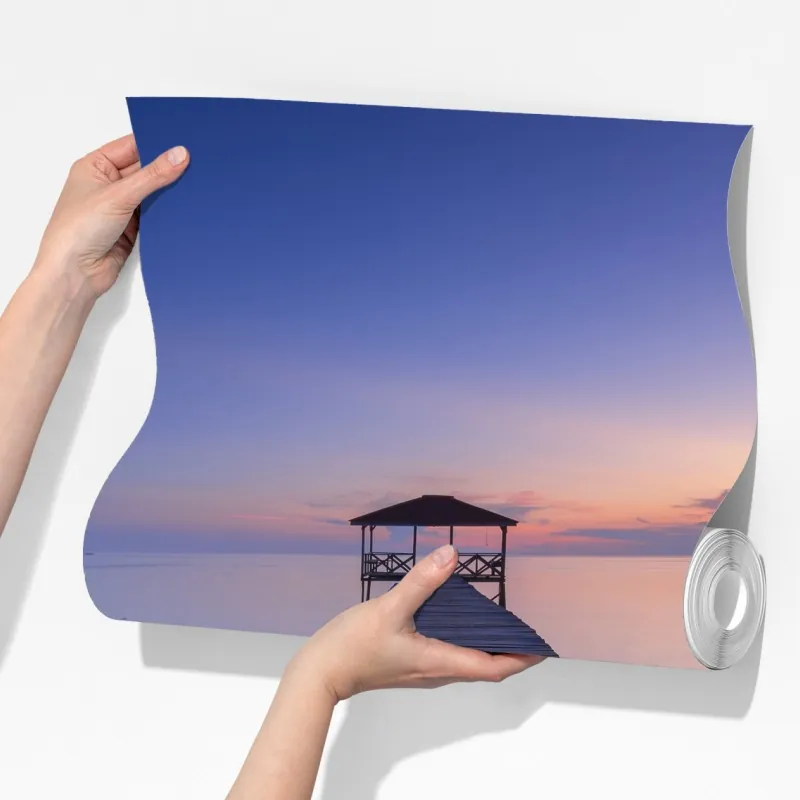 Fototapeta spokojne drewniane molo o zachodzie słońca – Wallissimo® Fototapeta spokojne drewniane molo o zachodzie słońca – Wallissimo®