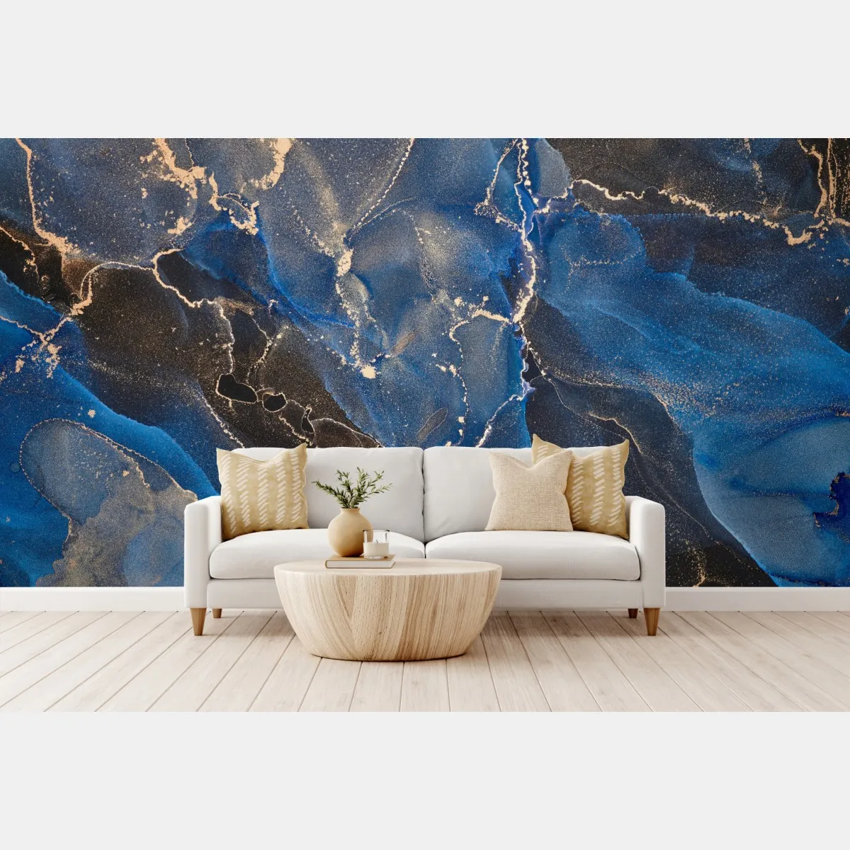 Fototapeta luksusowe niebiesko-złote abstrakcyjne fale – Wallissimo® Fototapeta luksusowe niebiesko-złote abstrakcyjne fale – Wallissimo®