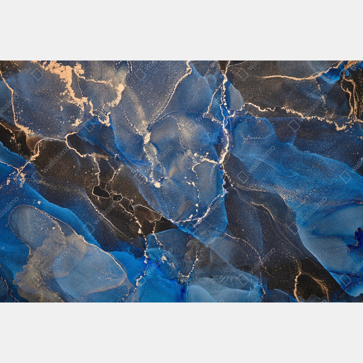 Fototapeta luksusowe niebiesko-złote abstrakcyjne fale – Wallissimo® Fototapeta luksusowe niebiesko-złote abstrakcyjne fale – Wallissimo®