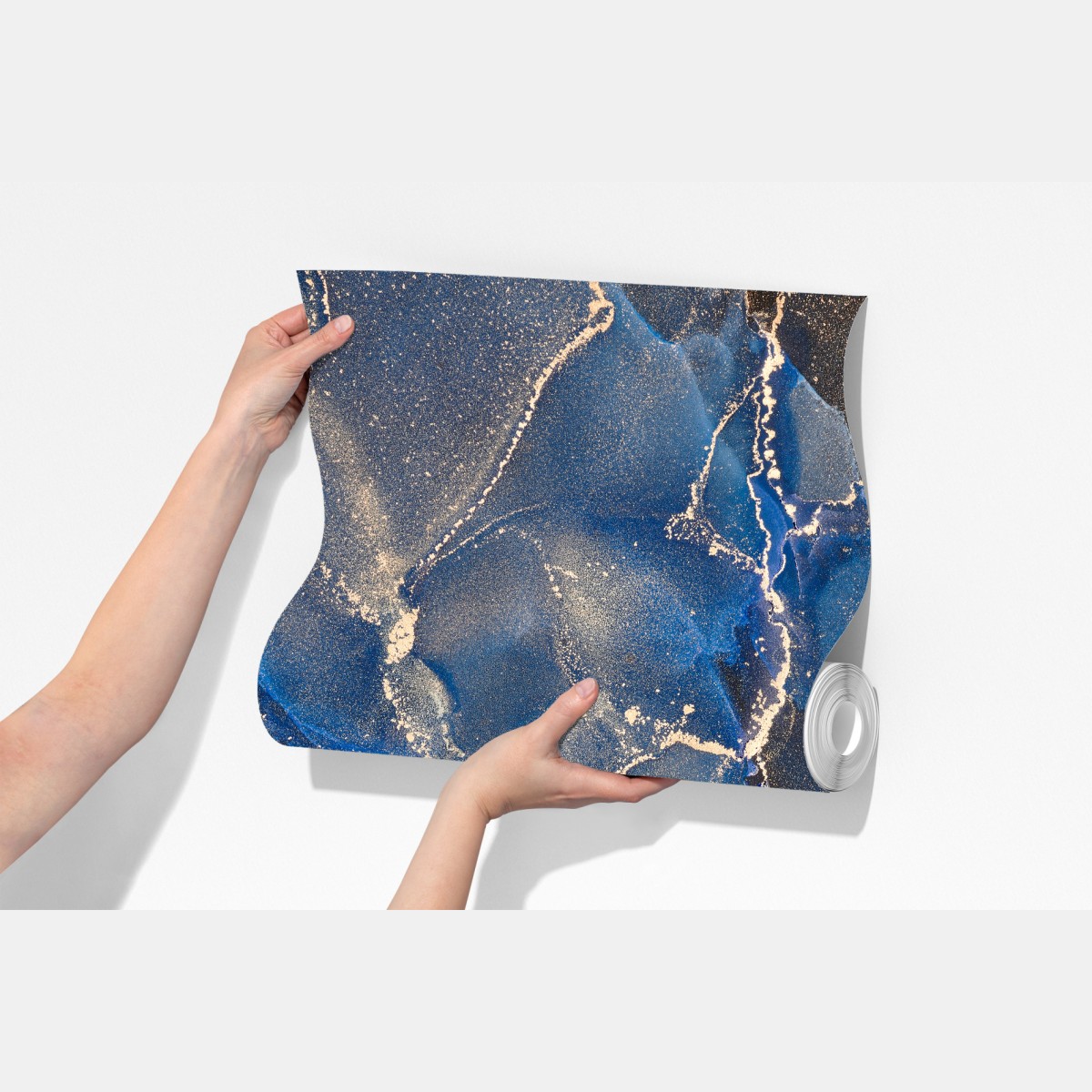 Fototapeta luksusowe niebiesko-złote abstrakcyjne fale – Wallissimo® Fototapeta luksusowe niebiesko-złote abstrakcyjne fale – Wallissimo®