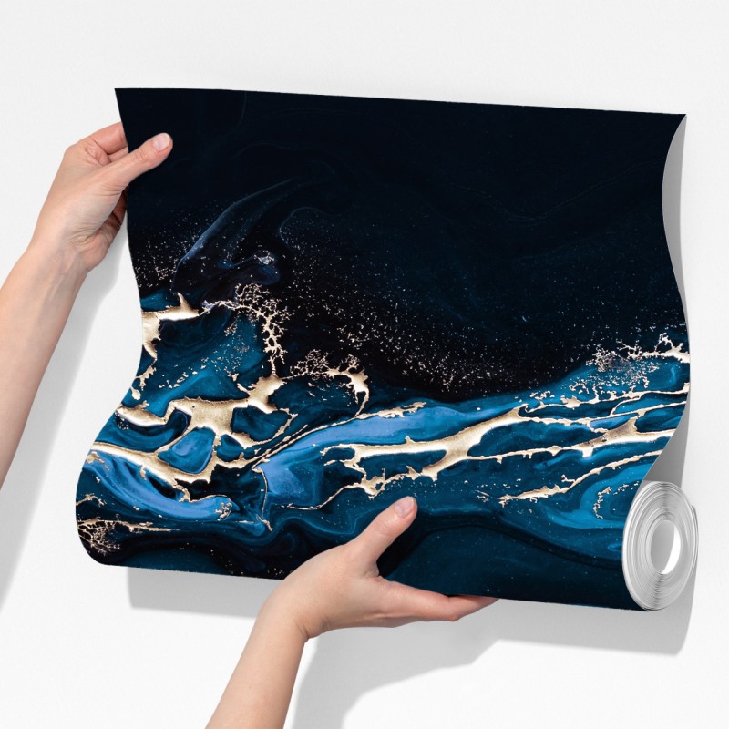 Fototapeta granatowo-złota abstrakcja w ruchu – Wallissimo® Fototapeta granatowo-złota abstrakcja w ruchu – Wallissimo®