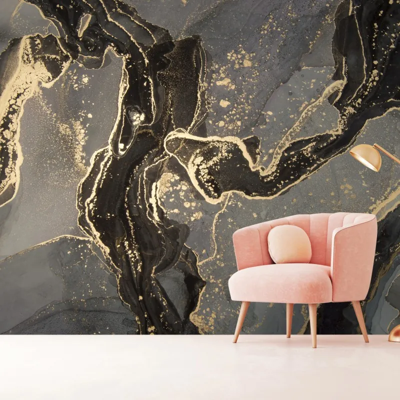 Fototapeta luksusowy czarno-złoty marmur abstrakcyjny
