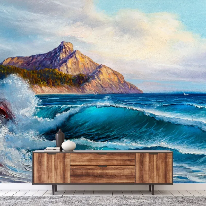 Fototapeta turkusowa fala - pejzaż morski