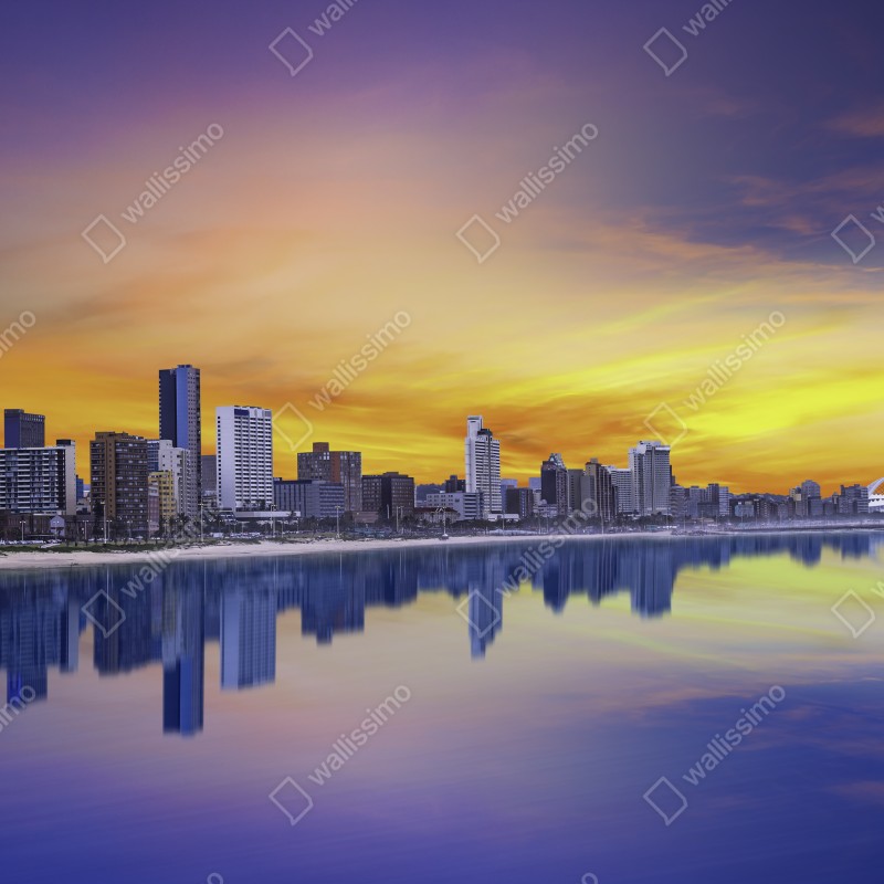 Fototapeta Durban zmierzchowa panorama nad plażą – Wallissimo® Fototapeta Durban zmierzchowa panorama nad plażą – Wallissimo®